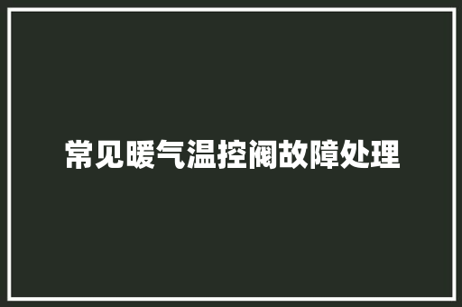 常见暖气温控阀故障处理