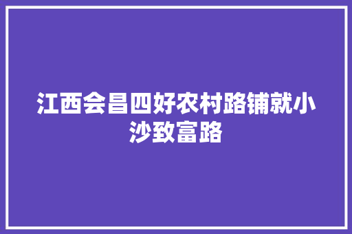 江西会昌四好农村路铺就小沙致富路