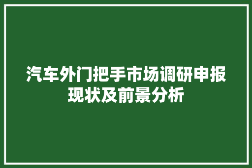 汽车外门把手市场调研申报现状及前景分析