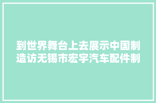 到世界舞台上去展示中国制造访无锡市宏宇汽车配件制造有限公司总经理王宇峰