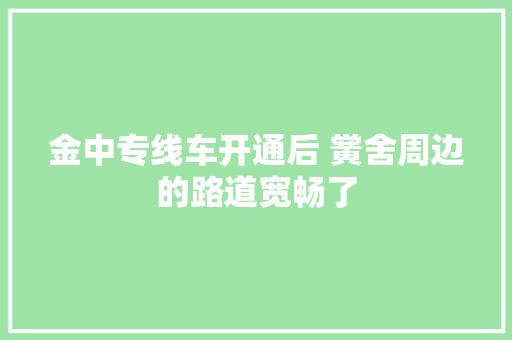 金中专线车开通后 黉舍周边的路道宽畅了