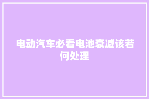 电动汽车必看电池衰减该若何处理