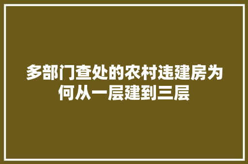 多部门查处的农村违建房为何从一层建到三层
