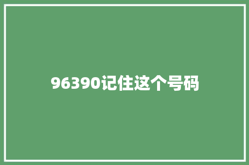 96390记住这个号码