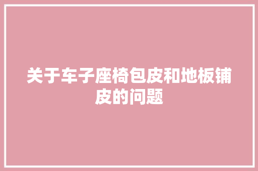 关于车子座椅包皮和地板铺皮的问题
