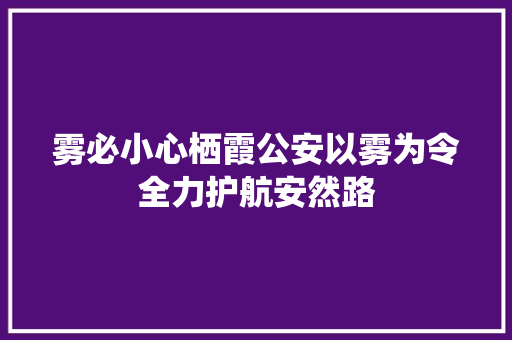 雾必小心栖霞公安以雾为令全力护航安然路