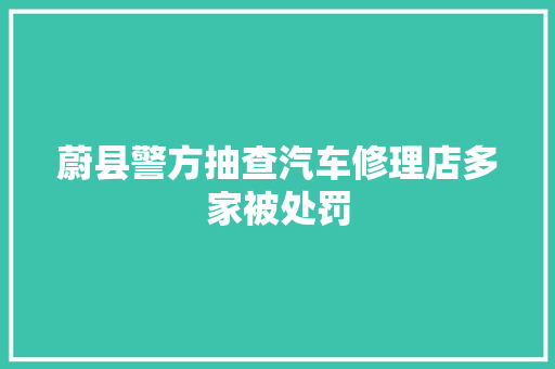 蔚县警方抽查汽车修理店多家被处罚 汽车知识