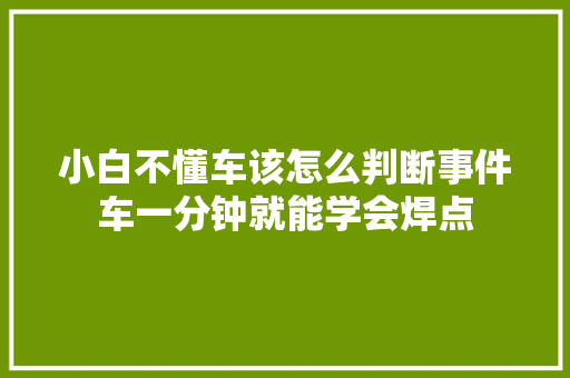 小白不懂车该怎么判断事件车一分钟就能学会焊点