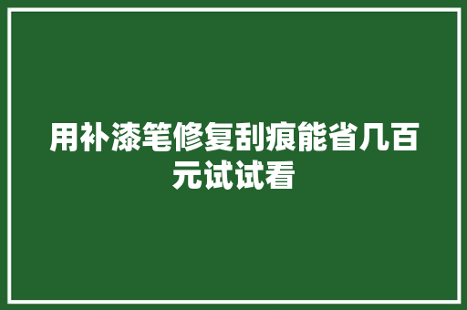 用补漆笔修复刮痕能省几百元试试看