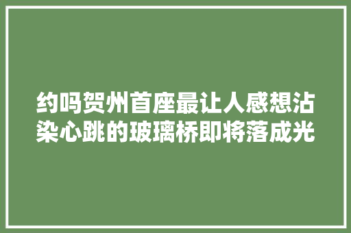 约吗贺州首座最让人感想沾染心跳的玻璃桥即将落成光看图就吓跪了 汽车知识