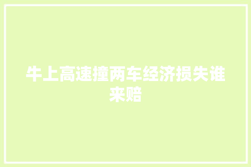 牛上高速撞两车经济损失谁来赔