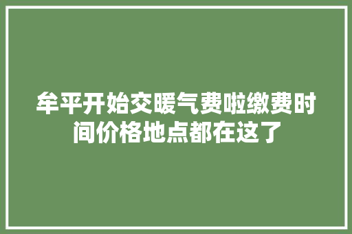 牟平开始交暖气费啦缴费时间价格地点都在这了