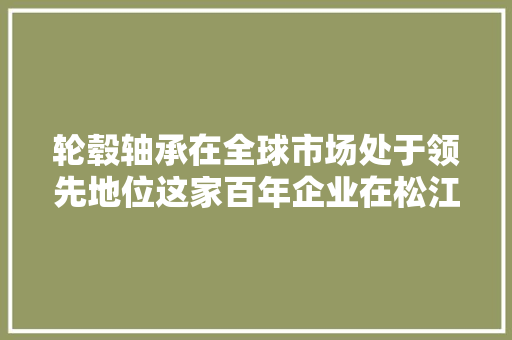 轮毂轴承在全球市场处于领先地位这家百年企业在松江干得风生水起 汽车知识