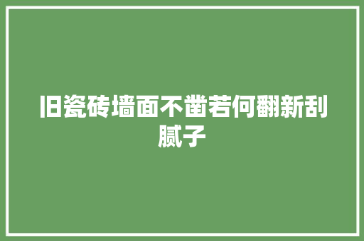 旧瓷砖墙面不凿若何翻新刮腻子