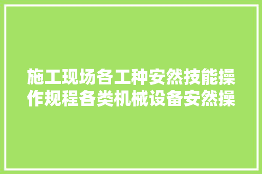 施工现场各工种安然技能操作规程各类机械设备安然操作规程