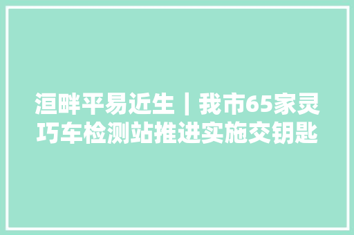 洹畔平易近生｜我市65家灵巧车检测站推进实施交钥匙工程