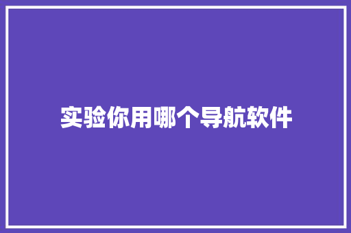 实验你用哪个导航软件