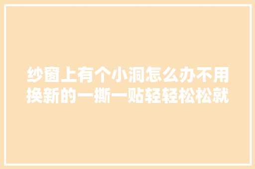 纱窗上有个小洞怎么办不用换新的一撕一贴轻轻松松就搞定