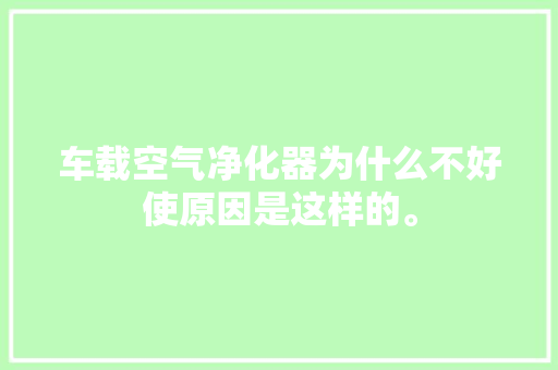 车载空气净化器为什么不好使原因是这样的。