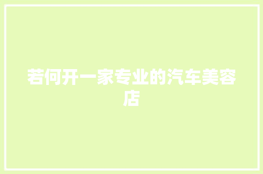 若何开一家专业的汽车美容店