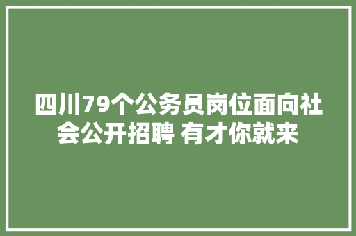 四川79个公务员岗位面向社会公开招聘 有才你就来