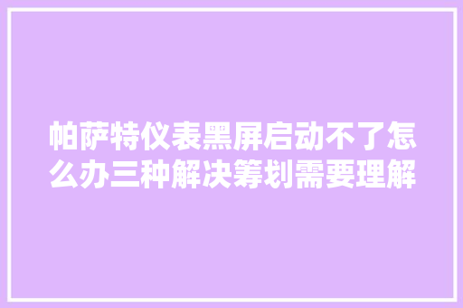 帕萨特仪表黑屏启动不了怎么办三种解决筹划需要理解