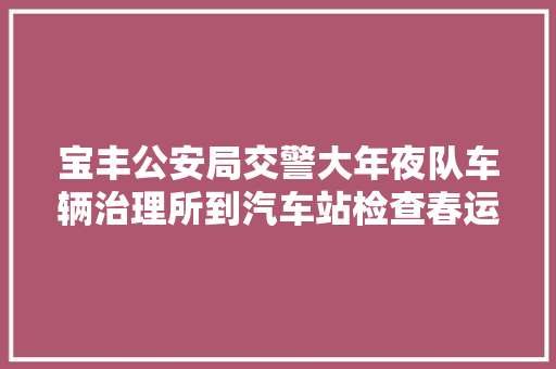 宝丰公安局交警大年夜队车辆治理所到汽车站检查春运工作 汽车知识