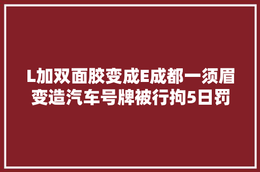 L加双面胶变成E成都一须眉变造汽车号牌被行拘5日罚款3000元