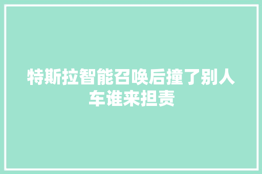 特斯拉智能召唤后撞了别人车谁来担责