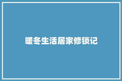 暖冬生活居家修锁记