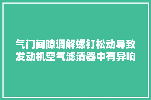 气门间隙调解螺钉松动导致发动机空气滤清器中有异响的故障案例