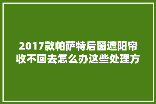 2017款帕萨特后窗遮阳帘收不回去怎么办这些处理方法建议收藏