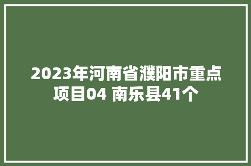 2023年河南省濮阳市重点项目04 南乐县41个