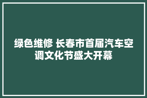 绿色维修 长春市首届汽车空调文化节盛大开幕
