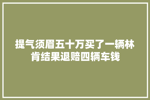 提气须眉五十万买了一辆林肯结果退赔四辆车钱