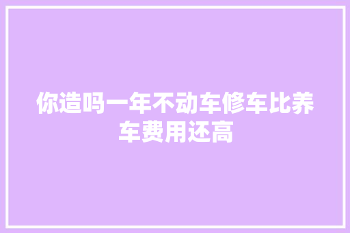 你造吗一年不动车修车比养车费用还高
