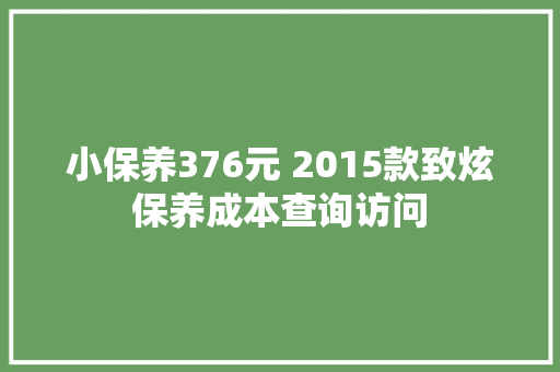 小保养376元 2015款致炫保养成本查询访问 汽车知识
