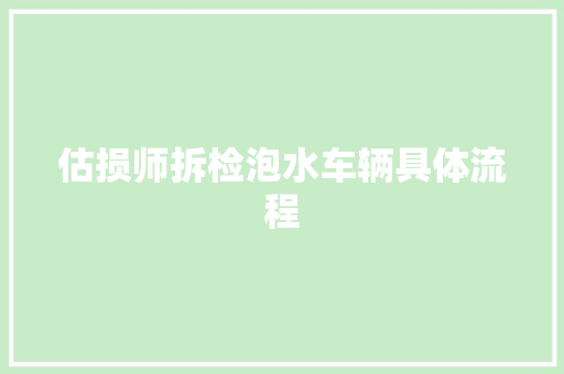 估损师拆检泡水车辆具体流程
