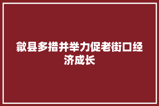 歙县多措并举力促老街口经济成长