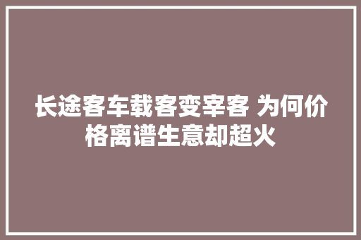 长途客车载客变宰客 为何价格离谱生意却超火