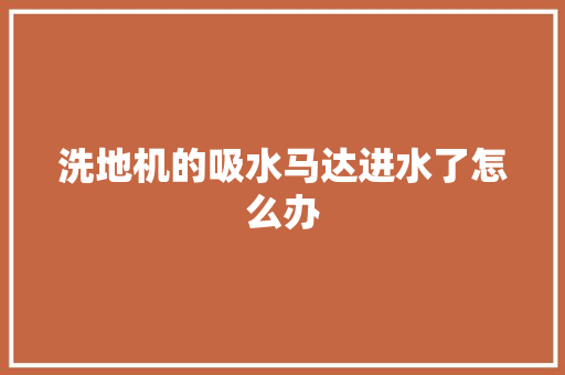 洗地机的吸水马达进水了怎么办