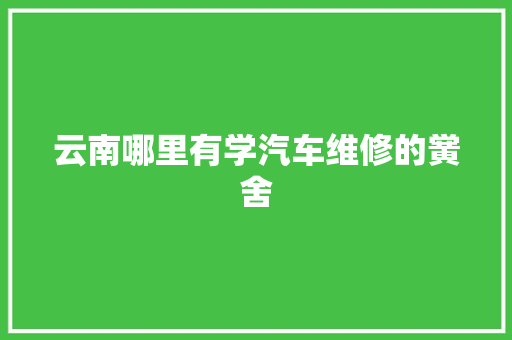 云南哪里有学汽车维修的黉舍