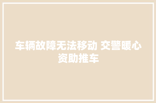 车辆故障无法移动 交警暖心资助推车