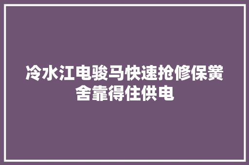 冷水江电骏马快速抢修保黉舍靠得住供电