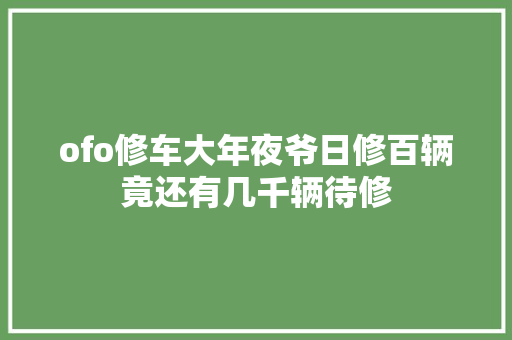 ofo修车大年夜爷日修百辆竟还有几千辆待修