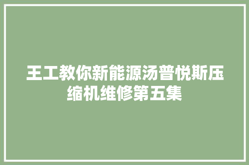 王工教你新能源汤普悦斯压缩机维修第五集