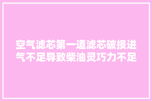 空气滤芯第一道滤芯破损进气不足导致柴油灵巧力不足的故障案例