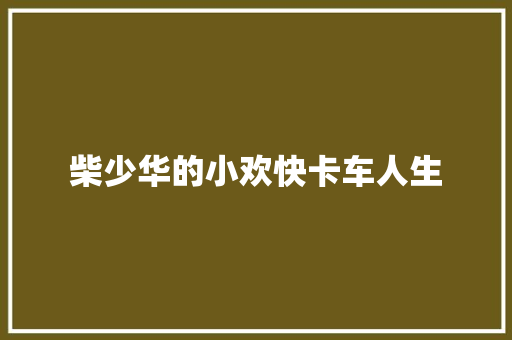 柴少华的小欢快卡车人生