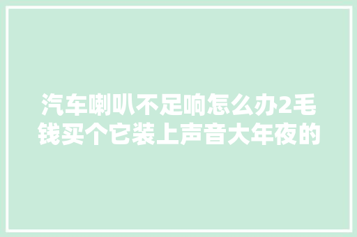 汽车喇叭不足响怎么办2毛钱买个它装上声音大年夜的吓人