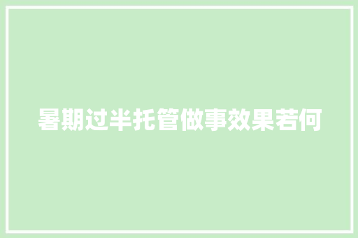 暑期过半托管做事效果若何